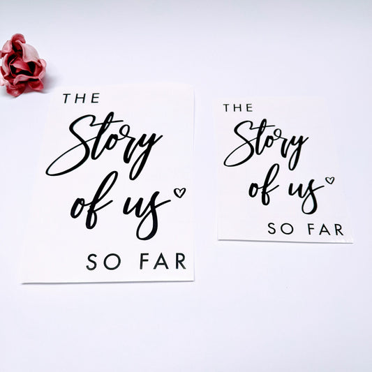 The Story of Us So Far Sticker, A4 A5 for Scrapbook Cover, Vinyl Decal Sticker for Wedding Album, Front Cover For Our Story Album or Journal