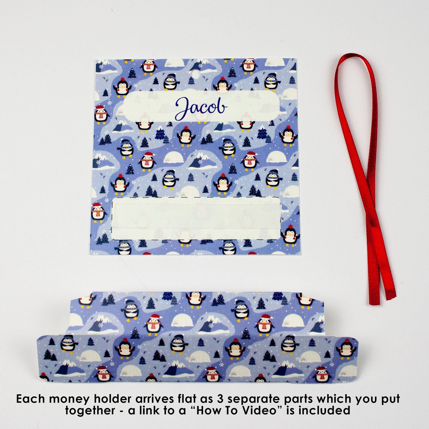 Personalised Christmas Money Wallet Holder Box, Eco friendly and Sustainable Christmas Decoration Made From Card