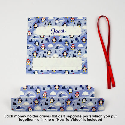Personalised Christmas Money Wallet Holder Box, Eco friendly and Sustainable Christmas Decoration Made From Card