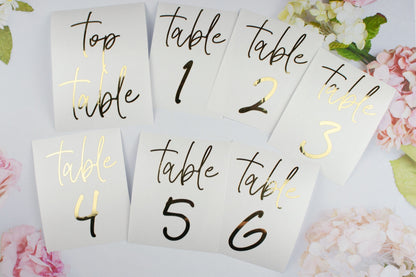Custom Set of Vinyl Table Numbers for DIY Wedding Signs - Any Number Range - Zingaboo
