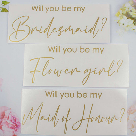 Will You Be My ... Stickers For Bridal Proposal Boxes