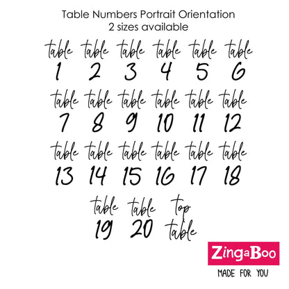 Custom Set of Vinyl Table Numbers for DIY Wedding Signs - Any Number Range - Zingaboo