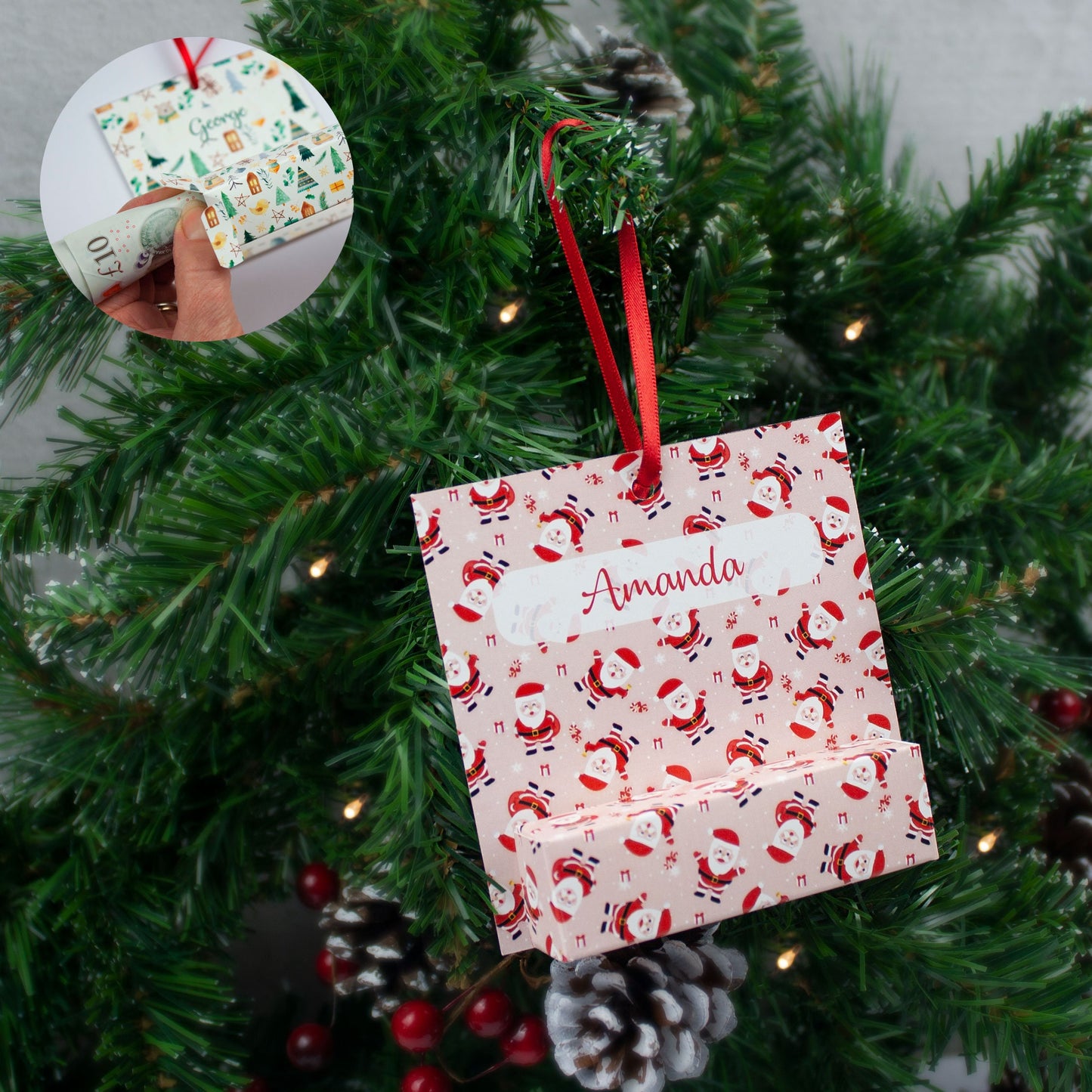 Personalised Christmas Money Wallet Holder Box, Eco friendly and Sustainable Christmas Decoration Made From Card