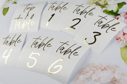 Custom Set of Vinyl Table Numbers for DIY Wedding Signs - Any Number Range - Zingaboo