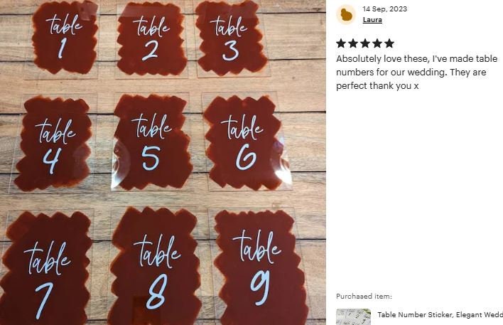 Custom Set of Vinyl Table Numbers for DIY Wedding Signs - Any Number Range - Zingaboo