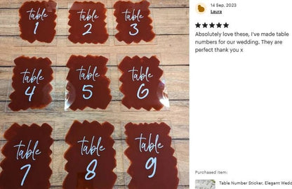 Custom Set of Vinyl Table Numbers for DIY Wedding Signs - Any Number Range - Zingaboo